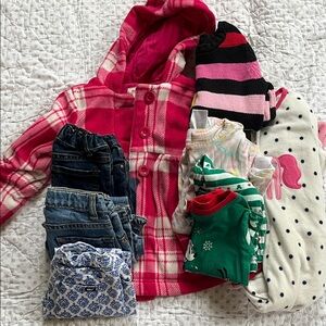 3t girls winter bundle vineyard vine denim, winter pajamas, fleece coat, sweater